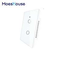 RF433 WiFi Wall Touch Switch No Neutral Wire Needed Wireless Remote Control Smart Single Wire 2 Gang Wall Switch