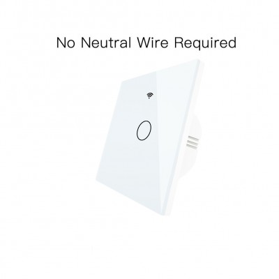 No Neutral Wire  Wireless Remote Control RF433 WiFi Wall Touch Switch 1 Gang Wall Switch